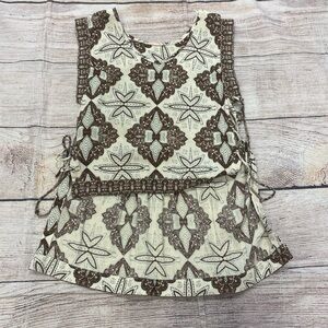 Free People Brown and Cream Patterned Top